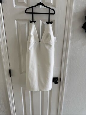 zara white dress with black bows TRAFALUC ZARA NAVY OFFICE CASUAL DRESS Size M MOST WANTED ladies